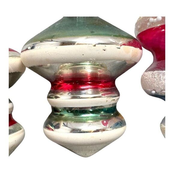 Vintage Shiny Brite Striped Mercury UFO Lantern Tornado Atom Atomic Ornament Lot - Picture 4 of 13